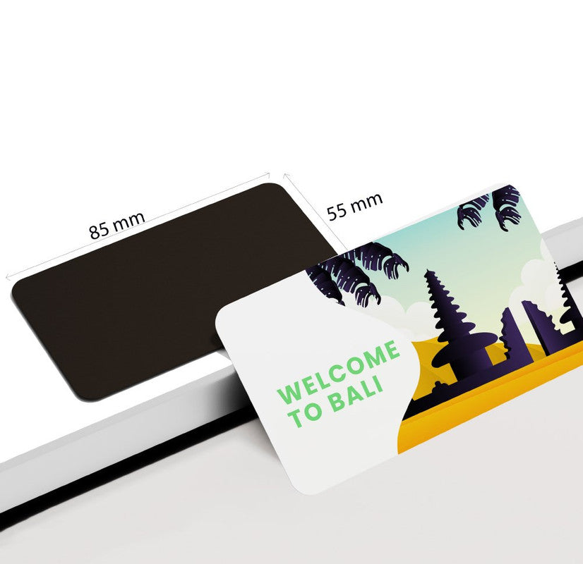 dhcrafts Rectangular Rubber Fridge Magnet / Magnetic Card Multicolor Bali Design Pack of 1 (8.6cm x 5.4cm)